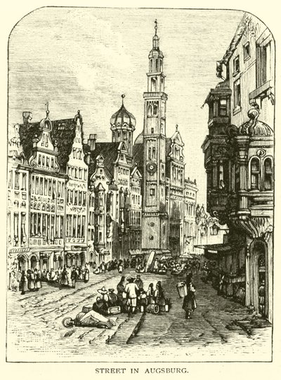 Straat in Augsburg door American School
