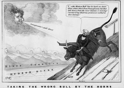 De verkeerde stier bij de horens vatten, uitgegeven door John Childs, New York, c.1840 door American School