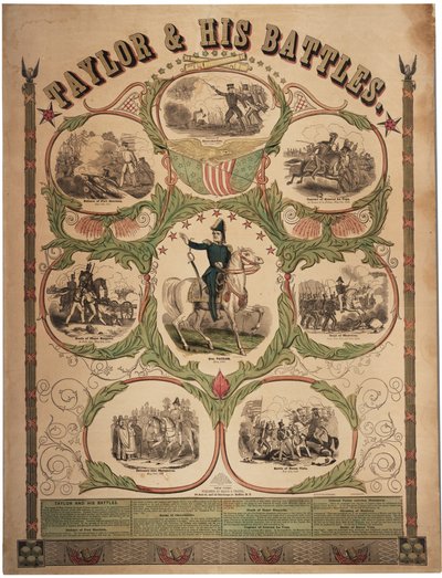 Taylor en zijn veldslagen, gedrukt door Rufus Blanchard van Cincinnati en uitgegeven door Ensign & Thayer, New York, 1847 door American School