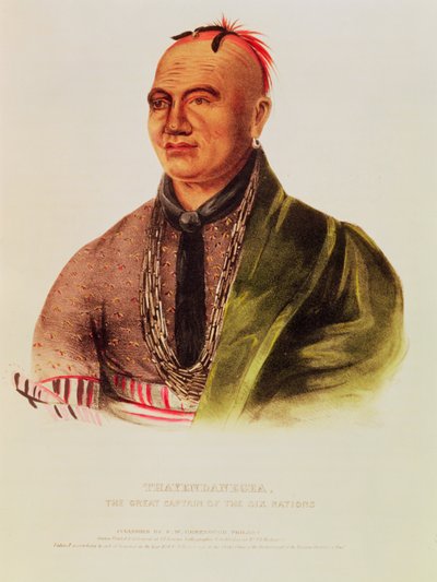 Thayendanegea, de grote kapitein van de zes naties (kleur litho) door American School