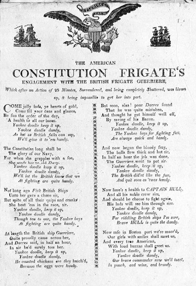 Het gevecht van de Amerikaanse Constitution fregatten met het Britse fregat Guerriere door American School