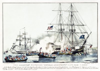 De Amerikaanse kaper "General Armstrong" Kapitein Sam C. Reid (kleur litho) door American School
