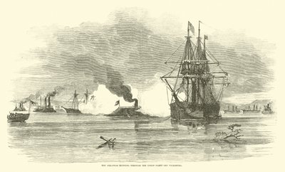 De Arkansas die door de Unie-vloot bij Vicksburg vaart, juli 1862 door American School