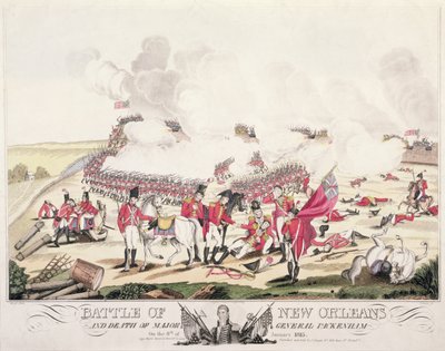 De slag bij New Orleans en de dood van generaal-majoor Packenham, 8 januari 1815 door American School