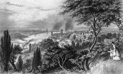 De stad Cincinnati, Ohio, uit Picturesque America Volume II, gedrukt New York 1872 door American School