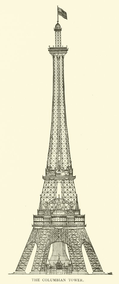 De Columbian Tower (gravure) door American School