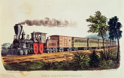 De sneltrein, gegraveerd door Nathaniel Currier (1813-88) en James Merritt Ives (1824-95) door American School