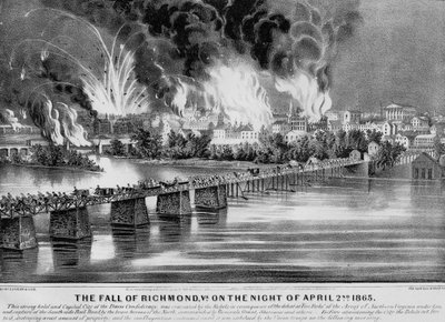 De Val van Richmond, Va. op de nacht van 2 april 1865, uitgegeven door Currier & Ives, 1865 door American School