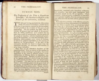 De Federalist, gepubliceerd in 1788 (prent) door American School