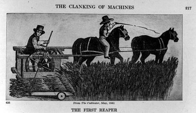 De Eerste Maaimachine, illustratie uit The Cultivator, 1841, uit The Pageant of America, Vol.3, door Ralph Henry Gabriel, 1926 door American School