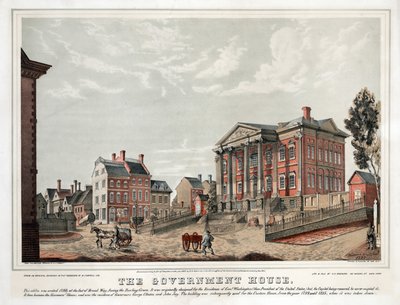 Het regeringshuis, pub. 1847 (kleurenlitho) door American School