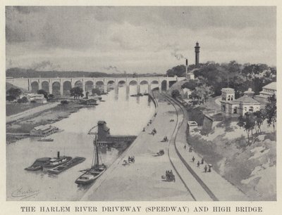 De Harlem River Driveway (Speedway) en High Bridge door American School