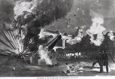 Het interieur van Fort Sumter tijdens het bombardement, 12 april 1861, uit 