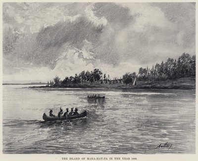 Het eiland Mana-hat-ta in het jaar 1600 door American School