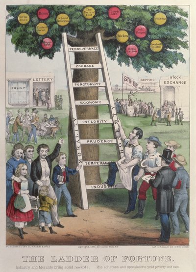 De Ladder van Fortuin, uitgegeven door Currier en Ives, New York, 1875 door American School