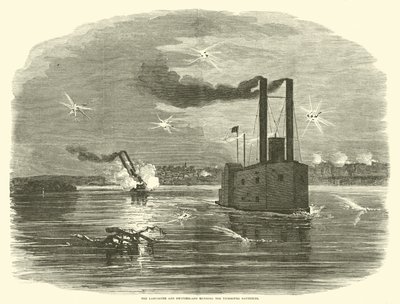 De Lancaster en Zwitserland die de Vicksburg-batterijen passeren, maart 1863 door American School