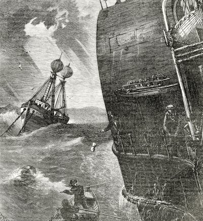 Het Lichtschip en Binnenkomende Stoomboot, frontispice illustratie uit Appletons Journal, 4 mei 1872 door American School