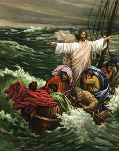 Het wonder van Christus die de storm op de Zee van Galilea kalmeert door American School
