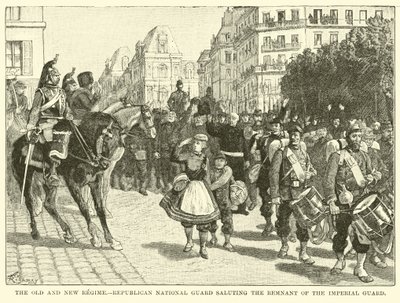 Het oude en nieuwe regime, Republikeinse Nationale Garde groet het overblijfsel van de Keizerlijke Garde door American School