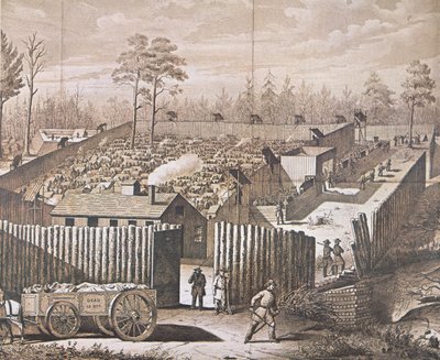 Het krijgsgevangenenkamp in Andersonville door American School