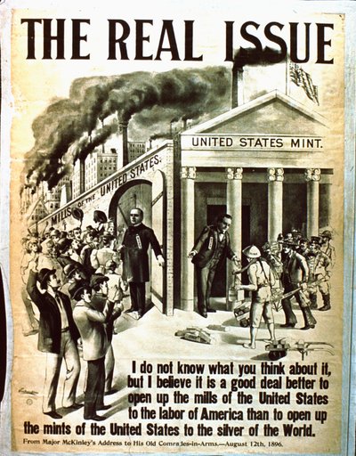 De echte kwestie - Een poster die pleit voor het openen van Amerikaanse fabrieken voor Amerikaanse arbeid door American School