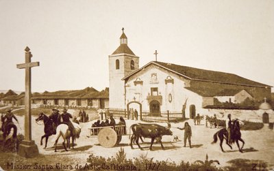 De Spaanse missie, Santa Clara de Asis, Californië in 1777 door American School