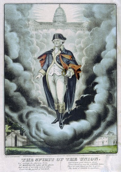 De geest van de Unie, pub. 1860 (kleurenlitho) door American School