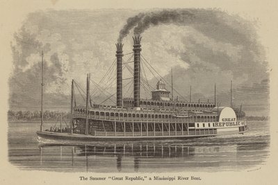 De Stoomboot "Great Republic," een Mississippi River Boat door American School