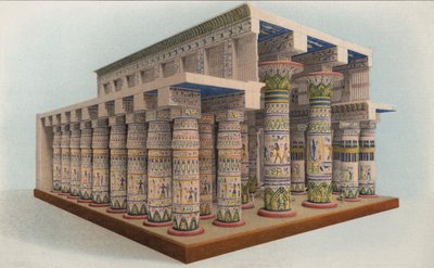 De tempel van Karnak, Egypte (kleurenlitho) door American School
