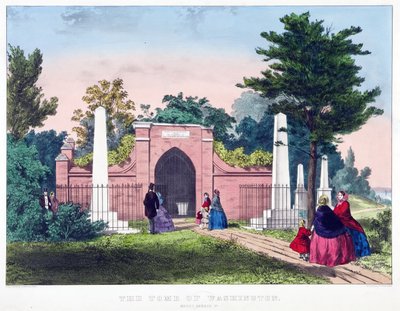 Het graf van Washington, Mount Vernon, Va., pub. c.1857 (kleur litho) door American School