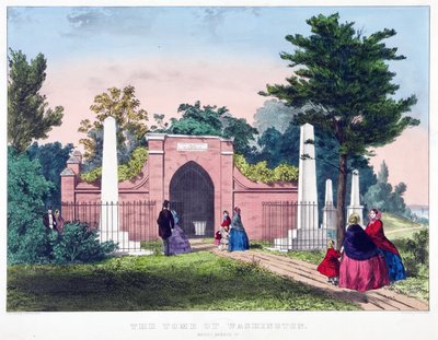 Het graf van Washington, Mount Vernon, Va., pub. ca. 1857 kleur lithografie door American School