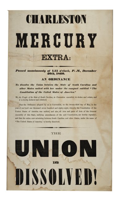 De Unie is ontbonden! (Charleston Mercury, Extra Ed.), 20 december 1860 door American School