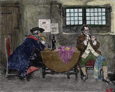 De hacker Henry Every (John Avery, Long Ben, Benjamin Bridgeman) (? -1695) verkoopt sieraden teruggevonden tijdens vijandelijke aanvallen Illustratie door Howard Pyle (1853-1911) door American School