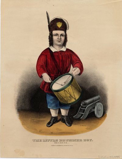 De kleine trommeljongen: rub-a-dub-dub, uitgegeven door Currier & Ives, ca. 1860 door American School