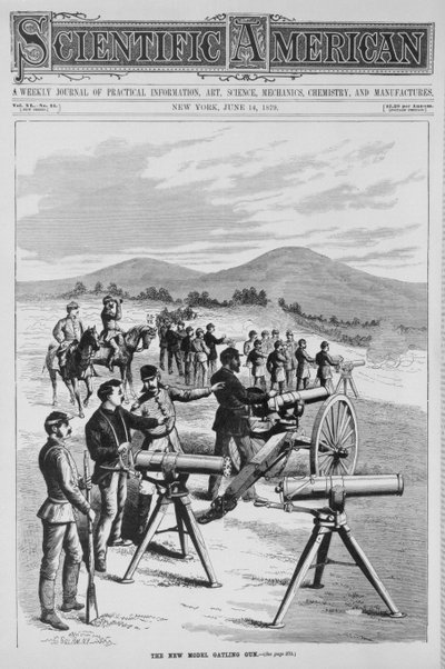 Het nieuwe model Gatling Gun, uit Scientific American, 14 juni 1879 door American School