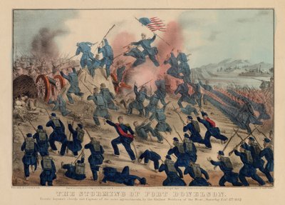 De bestorming van Fort Donelson, uitgegeven door Currier & Ives, 1862 door American School
