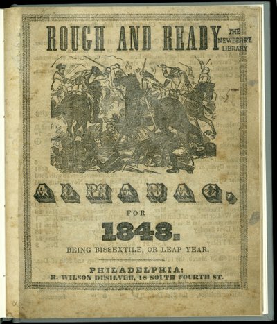 Titelpagina van de Rough and Ready Almanak voor 1848, gepubliceerd in 1847 door American School