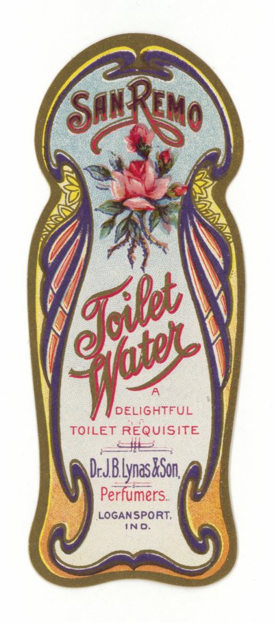Toiletwater etiket, San Remo door American School