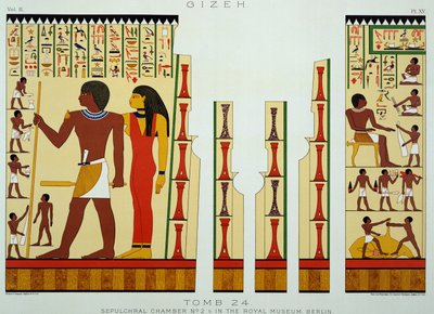 Graf 24, Grafkamer Nr. 2, uit Gizeh, Volume II, plaat XV uit Oud Egypte door Samuel Augustus Binion, gepubliceerd 1887 door American School