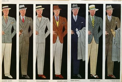 Stad en land outfits, uit Vanity Fair, april 1931 door American School