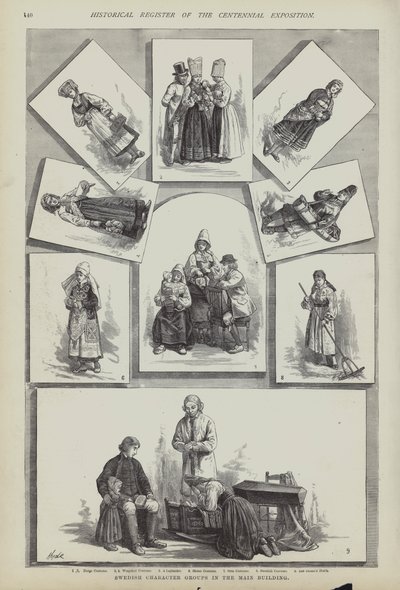 Traditionele Zweedse kostuums, Centennial Exposition, Philadelphia, Pennsylvania, VS door American School