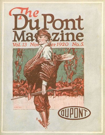Kalkoenjager, vooromslag van het DuPont Magazine, november 1920 door American School