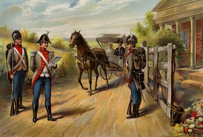Amerikaanse leger, officier en soldaten van de infanterie door American School