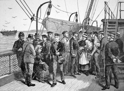 Amerikaanse gezondheidsambtenaren op een emigrantenschip, Quarantine Point, New York door American School