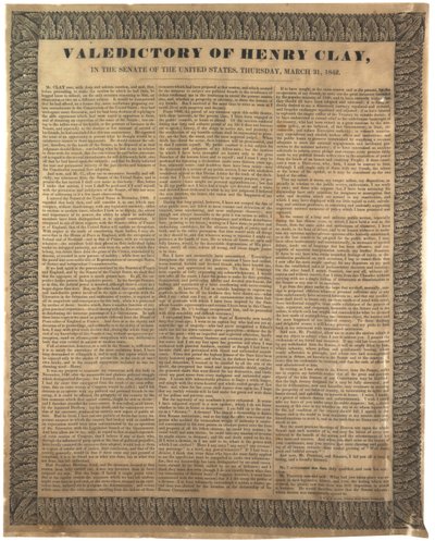 Afscheidsrede van Henry Clay, in de Senaat van de Verenigde Staten, 31 maart 1842 door American School
