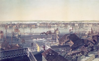Zicht op Manhattan vanaf Brooklyn, 1837 door American School