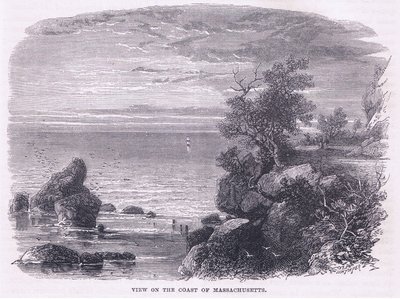 Uitzicht op de kust van Massachusetts 1644, illustratie uit Cassell