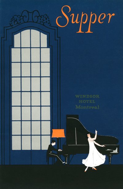Vintage Menu van het Windsor Hotel in Montreal door American School