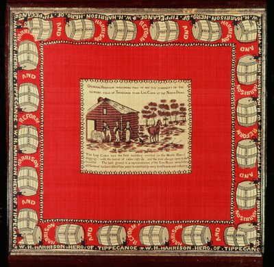 William Henry Harrison verwelkomt twee oude kameraden bij Log Cabin, 1840 door American School