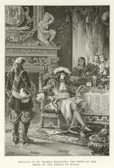 Willem III van Oranje ontvangt het nieuws van de geboorte van de Prins van Wales door American School